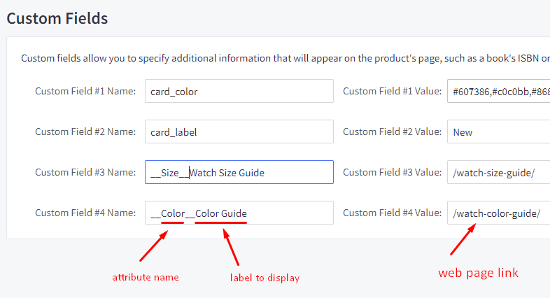 add custom fields for size guide