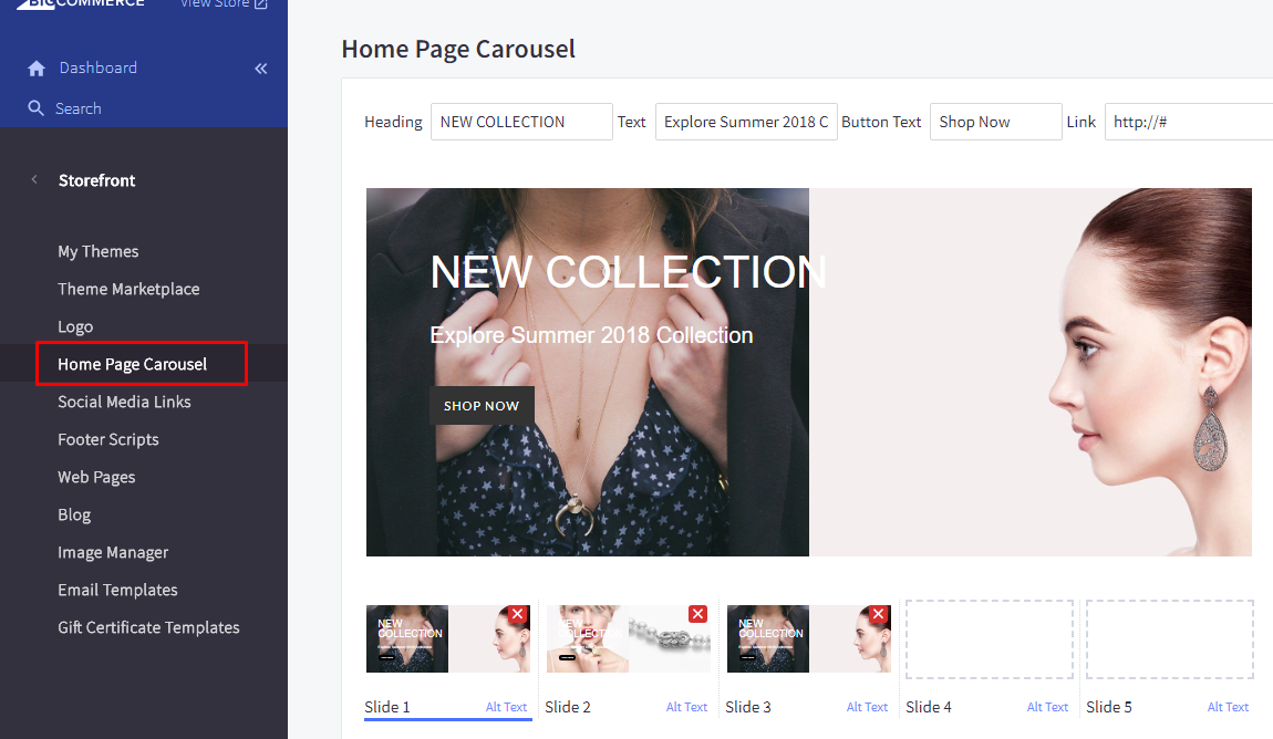 Edit homepage carousel