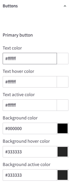 Theme editor buttons section